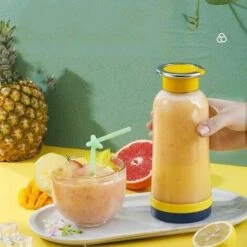 Frullatore Di Frutta Portatile, Spremiagrumi Portatile, Mini Frullatore USB Per Frullati, Frullati, Succhi Di Frutta, Frullatore Portatile 400 Ml 4 Lame Per Sport E Viaggi, Giallo (solo Estrattore Di -Piccoli Elettrodomestici 98719629 5