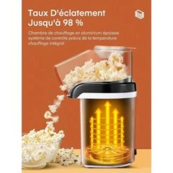 Macchina Per Popcorn, Macchina Per Popcorn Senza Olio Ad Aria Calda Da 1200 W, Funzionamento A Un Pulsante, Pronta In 2 Minuti, Protezione Da Surriscaldamento, Rosso -Piccoli Elettrodomestici 98720498 3