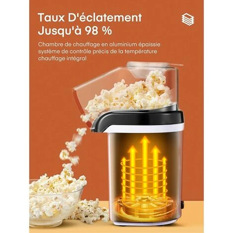 Macchina Per Popcorn, Macchina Per Popcorn Senza Olio Ad Aria Calda Da 1200 W, Funzionamento A Un Pulsante, Pronta In 2 Minuti, Protezione Da Surriscaldamento, Bianco 5 Macchina Per Popcorn, Macchina Per Popcorn Senza Olio Ad Aria Calda Da 1200 W, Funzionamento A Un Pulsante, Pronta In 2 Minuti, Protezione Da Surriscaldamento, Bianco - immagine 3