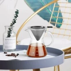 Caffettiera Pour Over Con Filtro In Acciaio Inossidabile, Caraffa In Vetro Borosilicato Con Manico, Non Sono Necessari Filtri Di Carta (400 Ml) -Piccoli Elettrodomestici 99783565 3